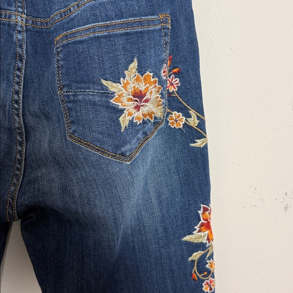 Driftwood Jackie Floral Embroidered Skinny Jeans Size 28 Boho Hippie - Picture 7 of 9